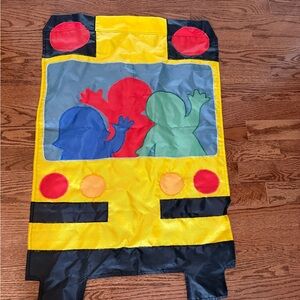 Back to school/bus vintage 90s embrodiered details porch flag - 43 inches long